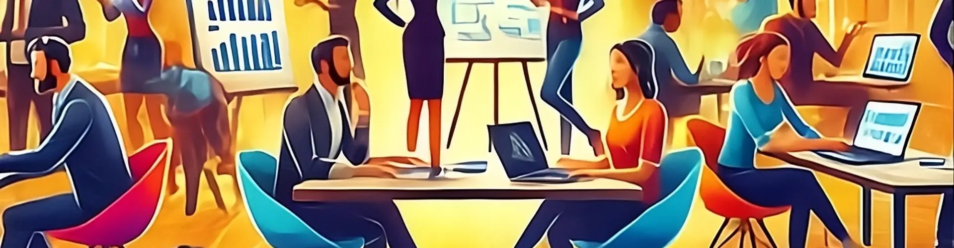 A stylised image of entrepreneurs in a meeting