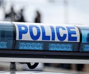 A close up of the light on a police car